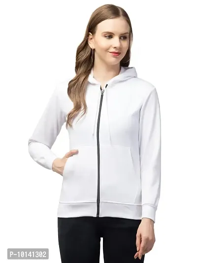 PDKFASHIONS Winter Wear Zipper Sweatshirt Hoodies for Women (XL, White)