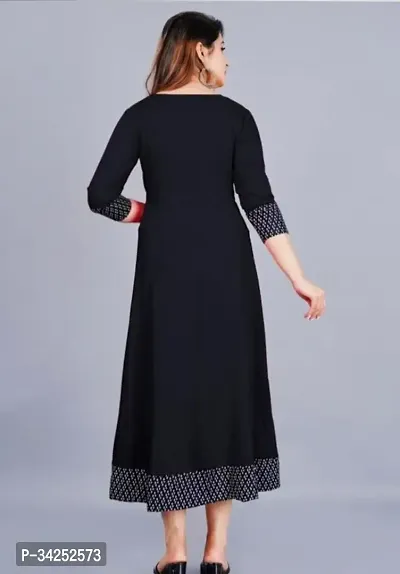 Stylish Black Cotton Blend Solid Dress For Women-thumb2