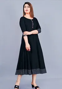 Stylish Black Cotton Blend Solid Dress For Women-thumb3