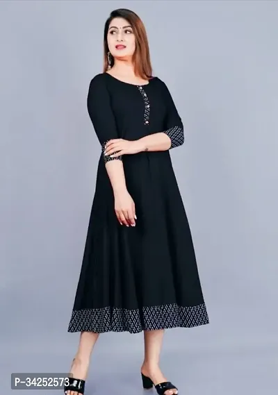 Stylish Black Cotton Blend Solid Dress For Women-thumb4