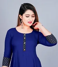 Stylish Blue Cotton Blend Solid Dress For Women-thumb2