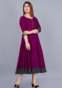 Stylish Purple Cotton Blend Solid Dress For Women-thumb1