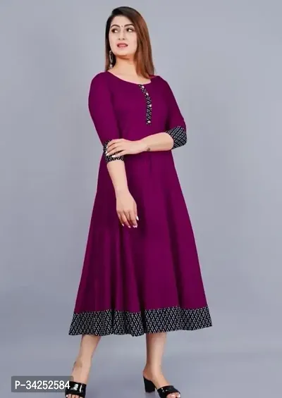 Stylish Purple Cotton Blend Solid Dress For Women-thumb2