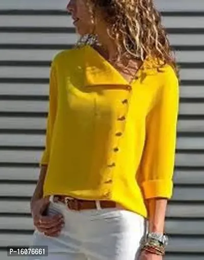 Elegant Yellow Polycotton Solid Top For Women-thumb0