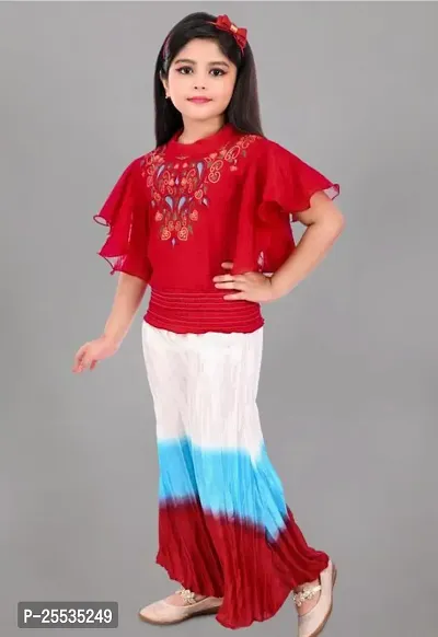 Fabulous Multicoloured Cotton Blend Self Pattern Clothing Set For Girls