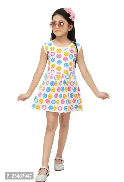 Trendy Multicoloured Cotton Printed Frocks For Girls