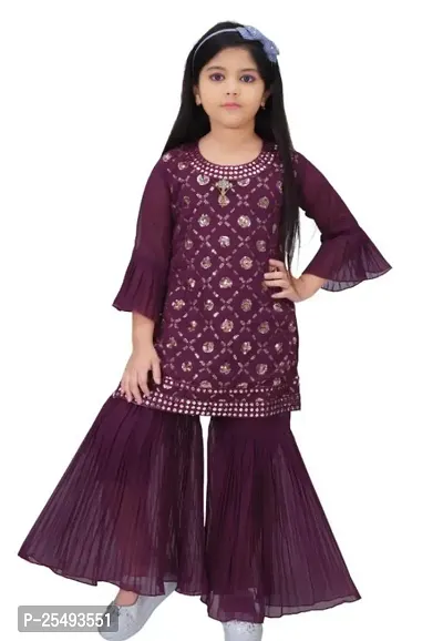 Alluring Purple Georgette Stitched Salwar Suit Sets For Girls