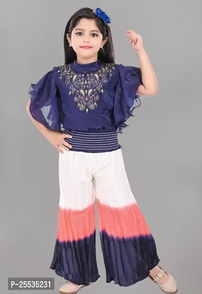 Fabulous Multicoloured Cotton Blend Self Pattern Clothing Set For Girls-thumb0