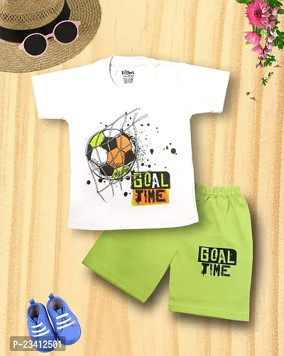 Fritters Boys And Girls Cotton Round neck Summer wear T-Shirt and Shorts Combo set Pack Of 2-thumb3