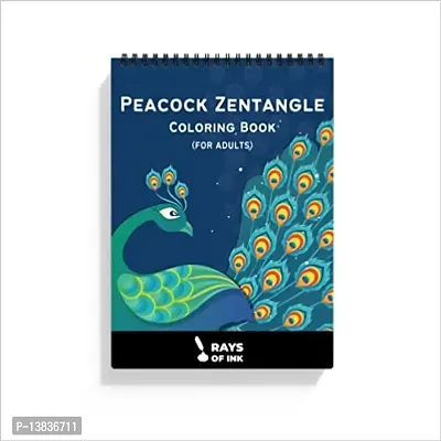 Rays Of Ink Creative Peacock Zentangle Coloring Book for Adults | Ideal for Stress Relieving, Relaxing  Meditation | 120 GSM Thick Paper (Peacock - 1)-thumb0
