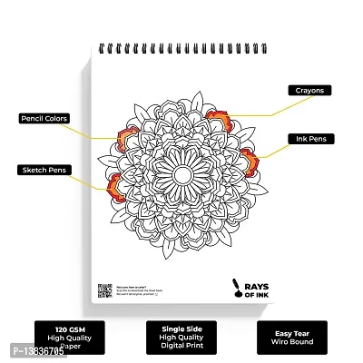 Rays Of Ink Mandala Coloring Book For Adults | Ideal For Stress Relieving, Relaxing  Meditation | 120 GSM Thick Paper Spiral-bound ndash; 1 January 2021-thumb4