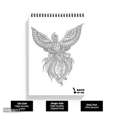 Rays Of Ink Creative Peacock Zentangle Coloring Book for Adults | Ideal for Stress Relieving, Relaxing  Meditation | 120 GSM Thick Paper (Peacock - 1)-thumb2