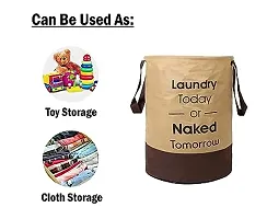 Comfortable Printed Waterproof Canvas Laundry Bag, Toy Storage, Laundry Basket Organizer 45L bags(Brown )-thumb1