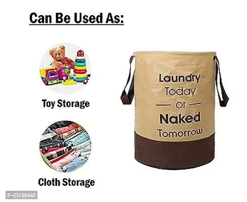 Comfortable Printed Waterproof Canvas Laundry Bag, Toy Storage, Laundry Basket Organizer 45L bags(Brown )-thumb2