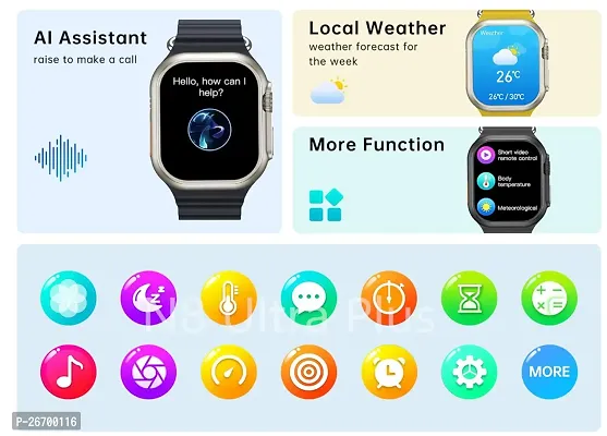 Amoled T800 Smartwatch withBluetooth Make/Recieve Call,Send/Recieve SMS, Social Media Alert, Heartrate  Step Tracking-thumb3
