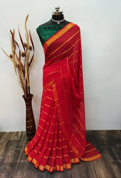 Trendy Georgette Zari Work Sarees with Blouse piece