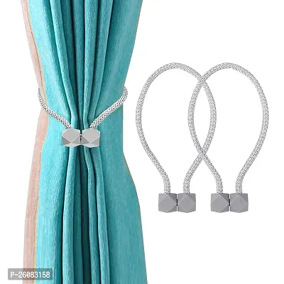 Magnetic Curtain Tiebacks 2 PCS Curtain Clips Rope Holdbacks Curtain Weaving Holder Buckles for Home, Office, Living Room, Decoration, Reusable Wall Hooks Curtain Holder for Window Draperies.-thumb2