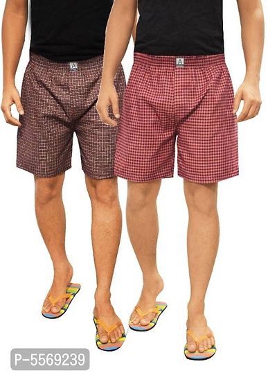 Combo Of 2 Cotton Checked Trendy Boxer