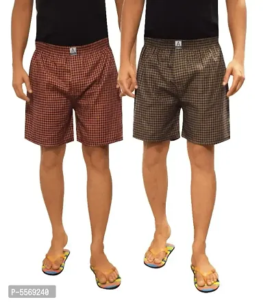 Combo Of 2 Cotton Checked Trendy Boxer-thumb0