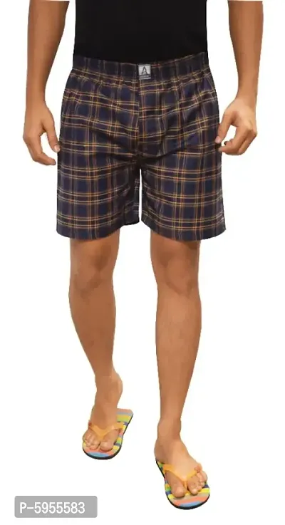 Stylish Cotton Multicolored Checked Boxer For Men ( Pack Of 2 )-thumb2