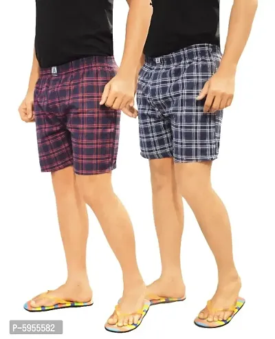 Stylish Cotton Multicolored Checked Boxer For Men ( Pack Of 2 )-thumb5