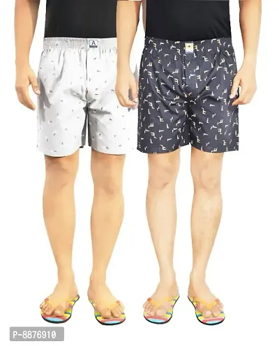 Classic Cotton Blend Printed Boxers for Men, Pack of 2