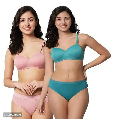 Buy Emavic Women's Cotton Half Coverage Lightly Padded Wire Free Bra Panty Lingerie  Set Honeymoon Bikni Set for Girl's Combo Pack of 2 Online In India At  Discounted Prices