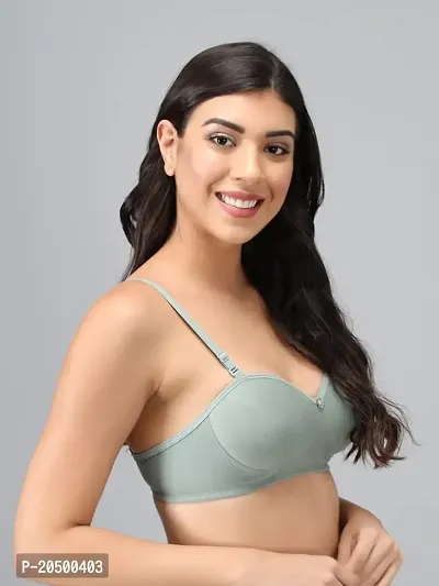 Emavic Women's Cotton Blend Lightly Padded Half Cup Wirefree T-Shirt Bra-thumb5