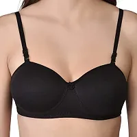 Emavic Women's Cotton Blend Lightly Padded Half Cup Wirefree T-Shirt Bra Combo Pack of 3-thumb3