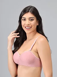 Emavic Women's Cotton Blend Lightly Padded Half Cup Wirefree T-Shirt Bra-thumb3