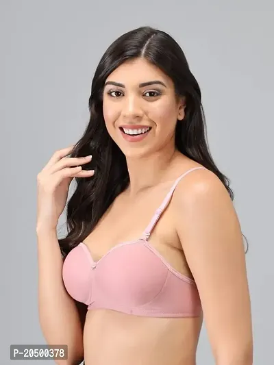 Emavic Women's Cotton Blend Lightly Padded Half Cup Wirefree T-Shirt Bra-thumb4