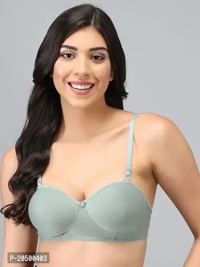 Emavic Women's Cotton Blend Lightly Padded Half Cup Wirefree T-Shirt Bra-thumb3