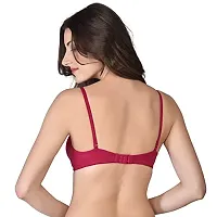 Emavic Women's Cotton Blend Lightly Padded Half Cup Wirefree T-Shirt Bra Combo Pack of 3-thumb2