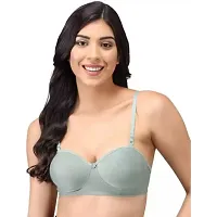 Emavic Women's Cotton Blend Lightly Padded Half Cup Wirefree T-Shirt Bra Combo Pack of 3-thumb1