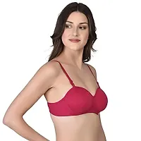 Emavic Women's Cotton Blend Lightly Padded Half Cup Wirefree T-Shirt Bra Combo Pack of 3-thumb1