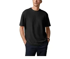 Emavic Men's Cotton Solid Half Sleeves Oversized Round Neck Drop Shoulder Relaxed/Loose Fit T-Shirt Combo Pack of 2-thumb1