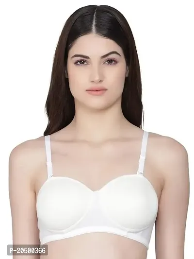 Emavic Women's Cotton Blend Lightly Padded Half Cup Wirefree T-Shirt Bra Combo Pack of 3-thumb2