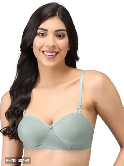 Emavic Women's Cotton Blend Lightly Padded Half Cup Wirefree T-Shirt Bra