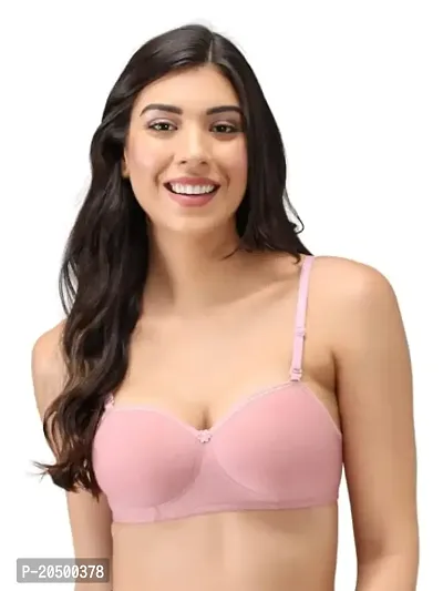 Emavic Women's Cotton Blend Lightly Padded Half Cup Wirefree T-Shirt Bra