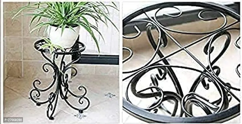 Plant Stand for Indoor Pots 1 Potted Metal Plant Outdoor Decorative Flower Plants Display Garden Container Round Supports for Planter Black