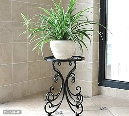 MetalTouch Plant Stand for Indoor Pots 1 Potted Metal Plant Outdoor Decorative Flower Plants Display Garden Container Round Supports for Planter Black
