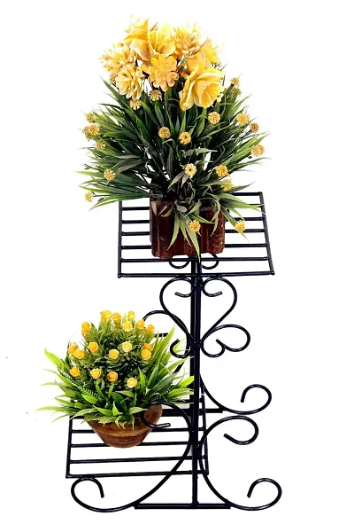 Plant Stands Outdoor Metal 2 Tier Small Durable Flower Pot Stand Rustproof Iron Plant Stand Perfect for Home