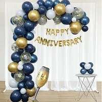 Day Decor Happy Anniversary Combo Kit - 60 Pcsfoil Balloons Anniversary Bannermulti Color Balloons For Anniversary Decoration Items- Combo-thumb2