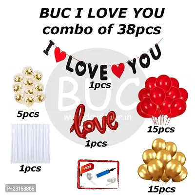 Day Decor Valentines Day Combo Kit - 38 Pcsi Love You Bannermulticolor Balloons For Proposal/Decoration For Valentine Day Partycurtain And Foil Love Balloon-thumb3