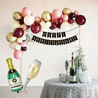 Day Decor Happy Birthday Deconation Ballon Combo Of 71 With Black And Gloden Happy Birthday Banner And Golden And White And Pink Ballooncheers Glass And Botle Foil Happy Birthday Decoration Kit-thumb2