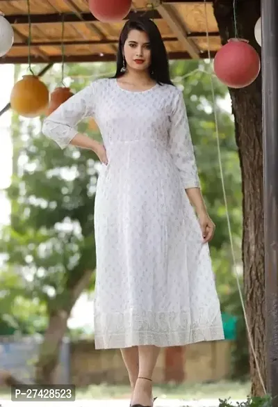 Stylish White Rayon Kurta For Women-thumb0