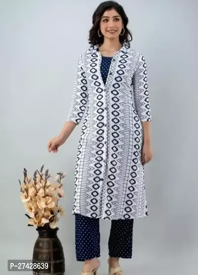 Stylish White Rayon Kurta With Pant For Women