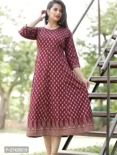 Stylish Purple Rayon Kurta For Women-thumb0