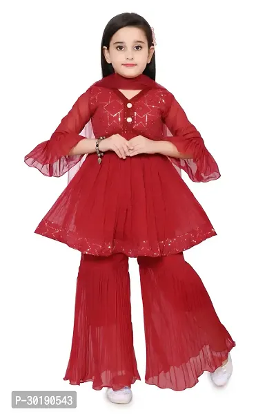 Stylish Red Georgette Salwar Suit Set For Girls