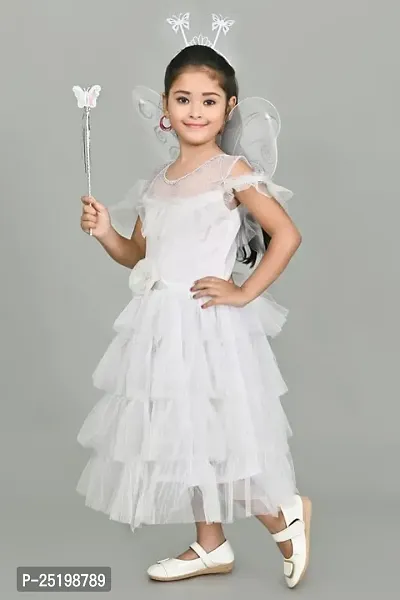 Zenat Girls Kids Net Regular Fit Knee Length Sweet Angel Frock Dress (White_9-10 Years)-thumb5